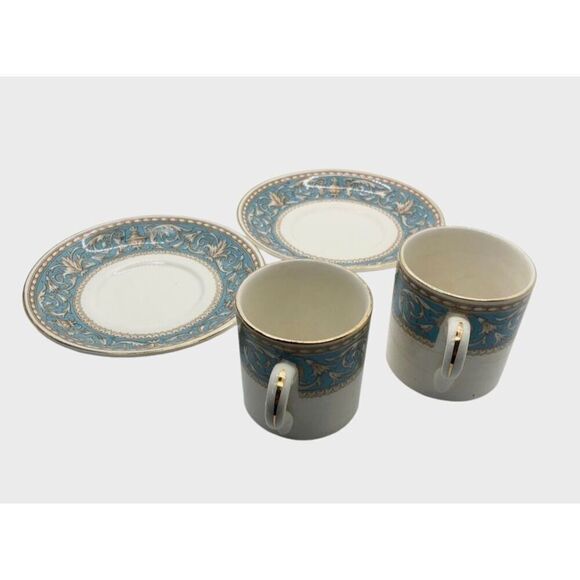 2 VINTAGE CROWN DUCAL WARE DEMI-TASSE TEA CUPS & SAUCERS - ENGLAND "ATLANTA" - Picture 11 of 16